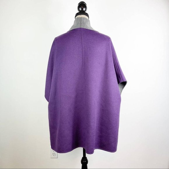 ✅#252A NWOT Armani Collezioni Purple Reversible Wool Cashmere 2 Poncho/Cape! - Picture 4 of 12